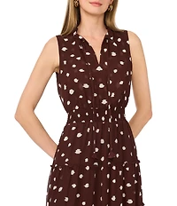 1. STATE V-Neck Sleeveless Dotted Maxi Dress