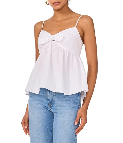 1. STATE V-Neck Sleeveless Front Tie Tank Blouse
