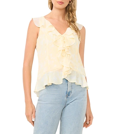 1. STATE V-Neck Sleeveless Ruffle Top