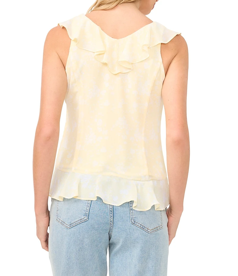 1. STATE V-Neck Sleeveless Ruffle Top