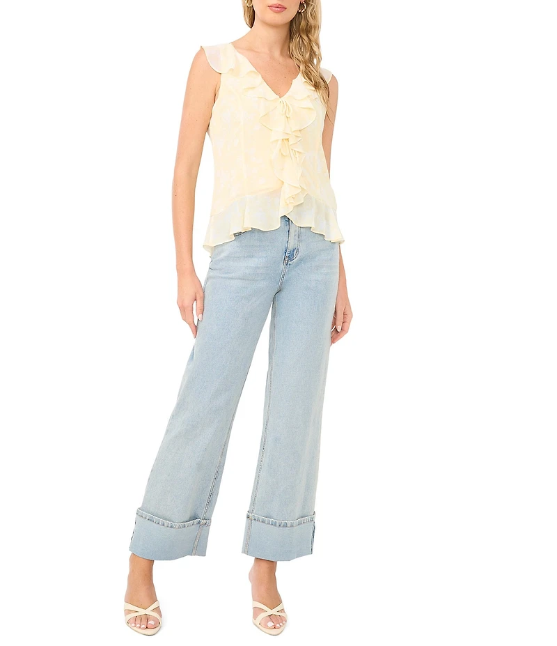 1. STATE V-Neck Sleeveless Ruffle Top