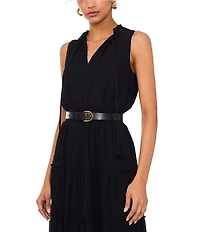 1. STATE V-Neckline Sleeveless Gauze Maxi Dress