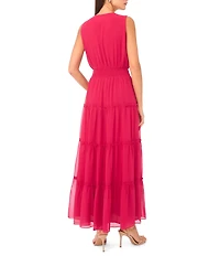 1. STATE V-Neckline Sleeveless Gauze Maxi Dress