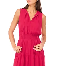 1. STATE V-Neckline Sleeveless Gauze Maxi Dress