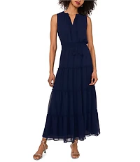 1. STATE V-Neckline Sleeveless Gauze Maxi Dress