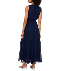 1. STATE V-Neckline Sleeveless Gauze Maxi Dress