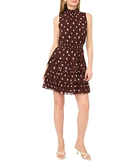 1. STATE Woven Dotted Halter Neck Sleeveless Mini A-Line Dress