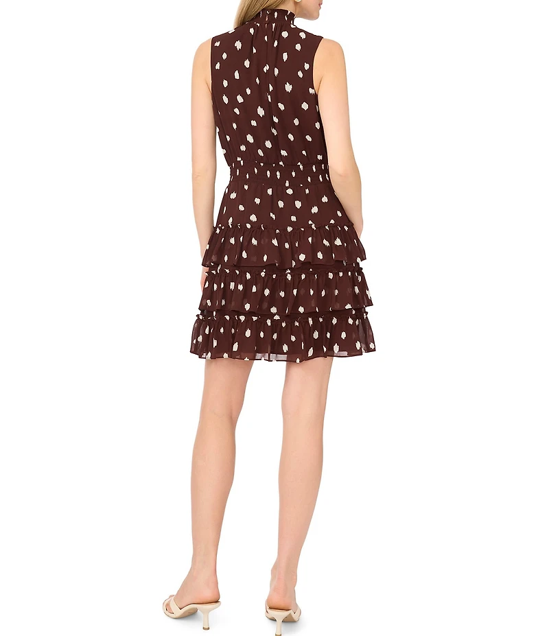 1. STATE Woven Dotted Halter Neck Sleeveless Mini A-Line Dress