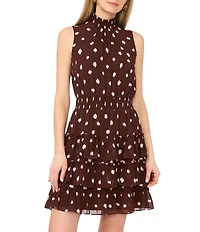 1. STATE Woven Dotted Halter Neck Sleeveless Mini A-Line Dress