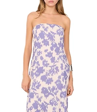 1. STATE Woven Floral Print Strapless Smocked Back Pocketed Maxi Dress