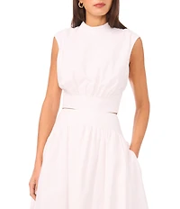 1. STATE Woven Mock Neck Sleeveless Coordinating Cropped Top