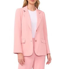 1. STATE Woven Notch Collar Long Sleeve Button Front Coordinating Blazer