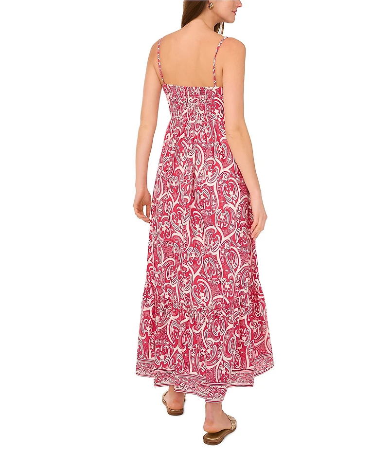 1. STATE Woven Paisley Print Square Neck Sleeveless Maxi A-Line Dress
