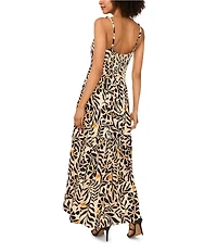 1. STATE Woven Printed Square Neck Sleeveless Hi-Low Maxi Dress