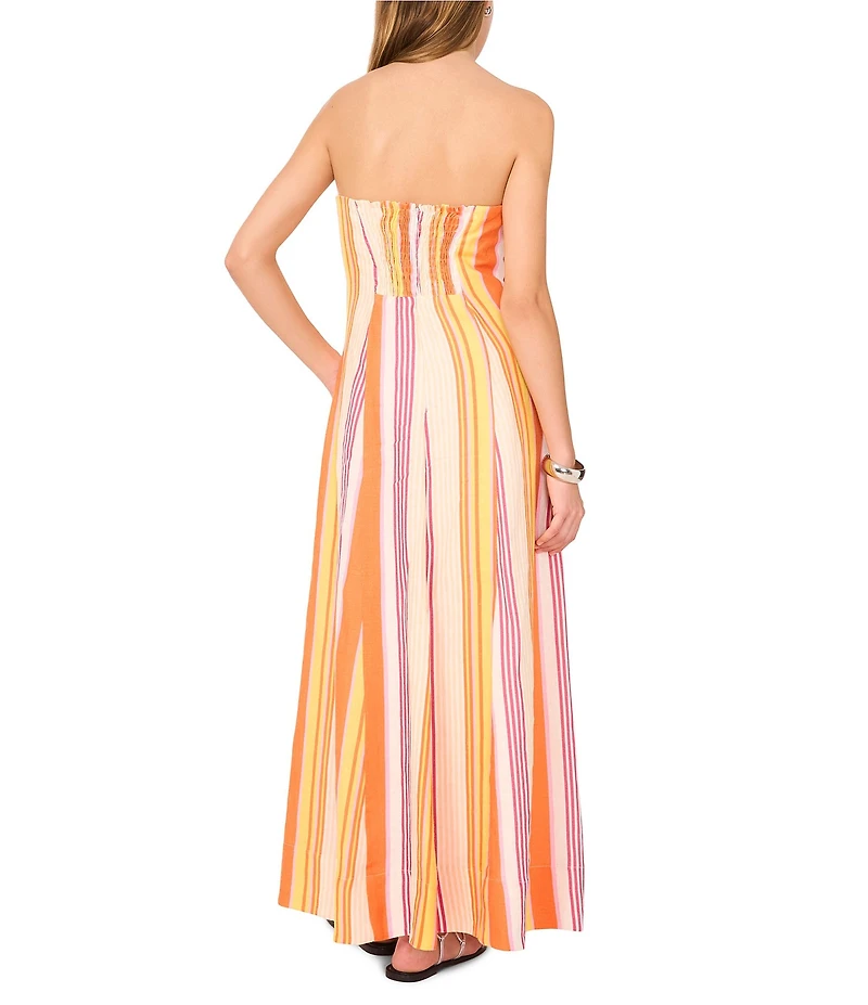 1. STATE Woven Striped Strapless Maxi Shift Dress