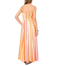 1. STATE Woven Striped Strapless Maxi Shift Dress
