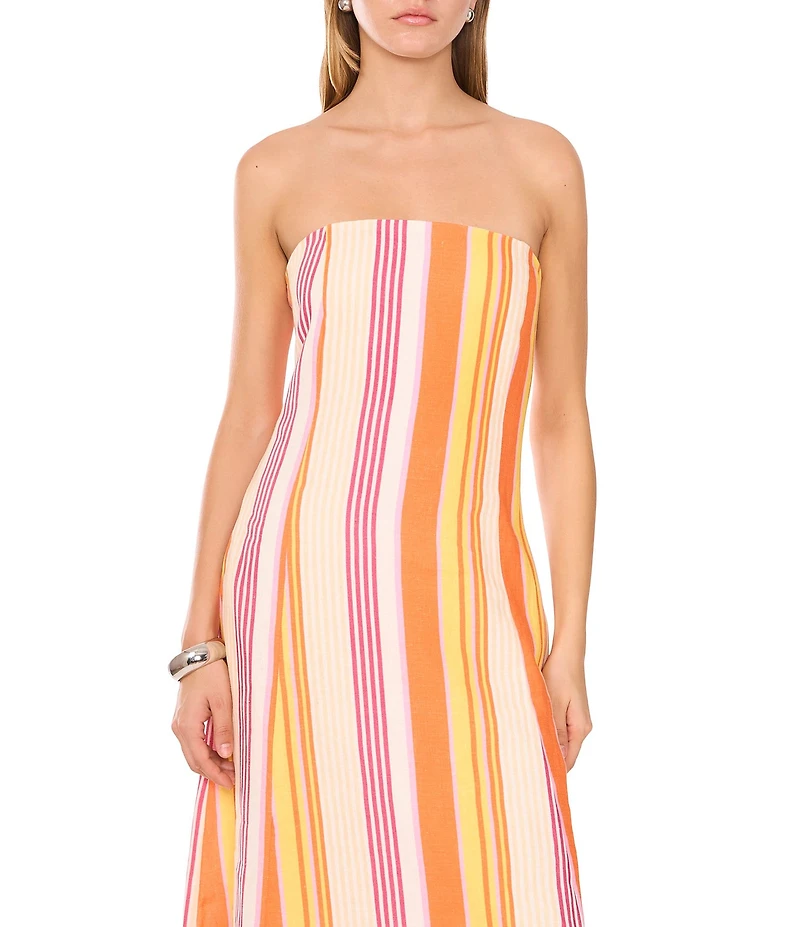 1. STATE Woven Striped Strapless Maxi Shift Dress