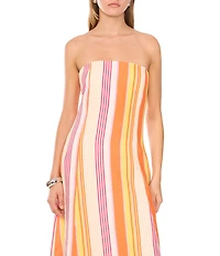 1. STATE Woven Striped Strapless Maxi Shift Dress