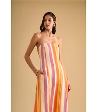 1. STATE Woven Striped Strapless Maxi Shift Dress
