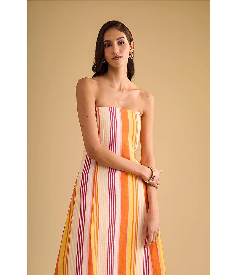 1. STATE Woven Striped Strapless Maxi Shift Dress