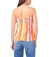 1. STATE Woven Striped Strapless Top