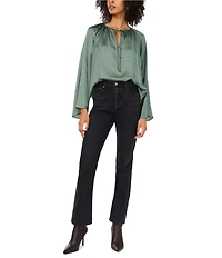 1. STATE Woven V-Neck Long Wide Sleeve Blouse
