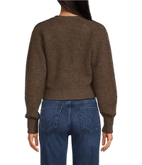 1. STATE Knit V-Neck Long Sleeve Surplice Wrap Belt Sweater
