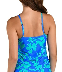 24th & Ocean Barcelona Floral Cut-Out High Neck Underwire Tankini Swim Top