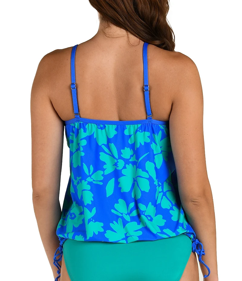 24th & Ocean Barcelona Floral Underwire V-Neck Blouson Tankini Swim Top