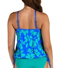 24th & Ocean Barcelona Floral Underwire V-Neck Blouson Tankini Swim Top