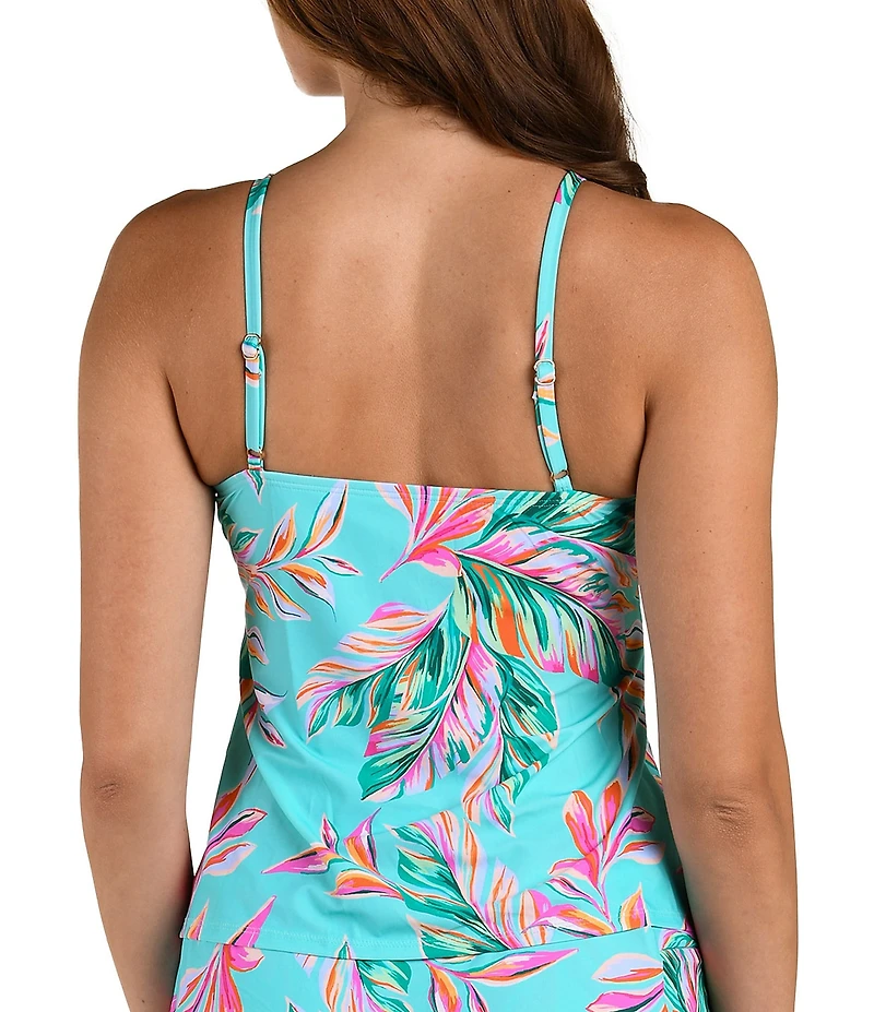 24th & Ocean Ibiza Palms Cut-Out High Neck Underwire Tankini Swim Top