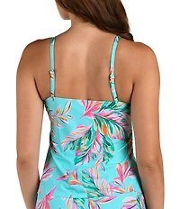 24th & Ocean Ibiza Palms Cut-Out High Neck Underwire Tankini Swim Top