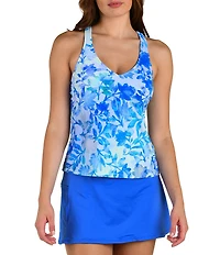 24th & Ocean Las Palmas Floral Strappy Cross Back Underwire Tankini Swim Top