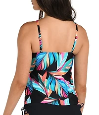 24th & Ocean Moonlit Leaf High Neck Cut-Out Underwire Tankini Swim Top