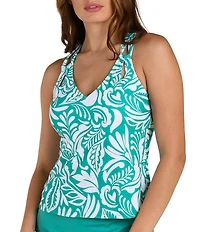 24th & Ocean Ornate Cut-Out Straps V-Neck Tankini Swim Top