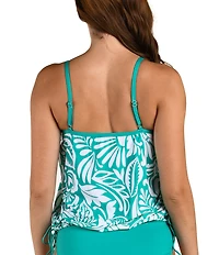 24th & Ocean Ornate V-Neck Underwire Side Tie Blouson Tankini Swim Top