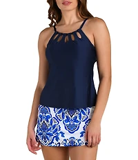 24th & Ocean Solid Cut-Out Scoop Neck Underwire Bra Swim Top