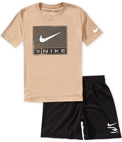 3BRAND By Russell Wilson Big Boys Short Sleeve Sport Mesh Sport Tee & Short 2-Piece Set