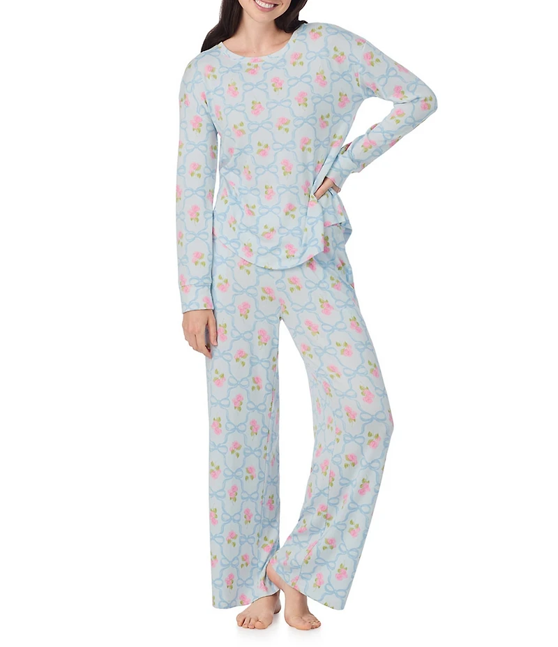 40 Winks Bows in Bloom Long Sleeve Round Neck Long Knit Pajama Set