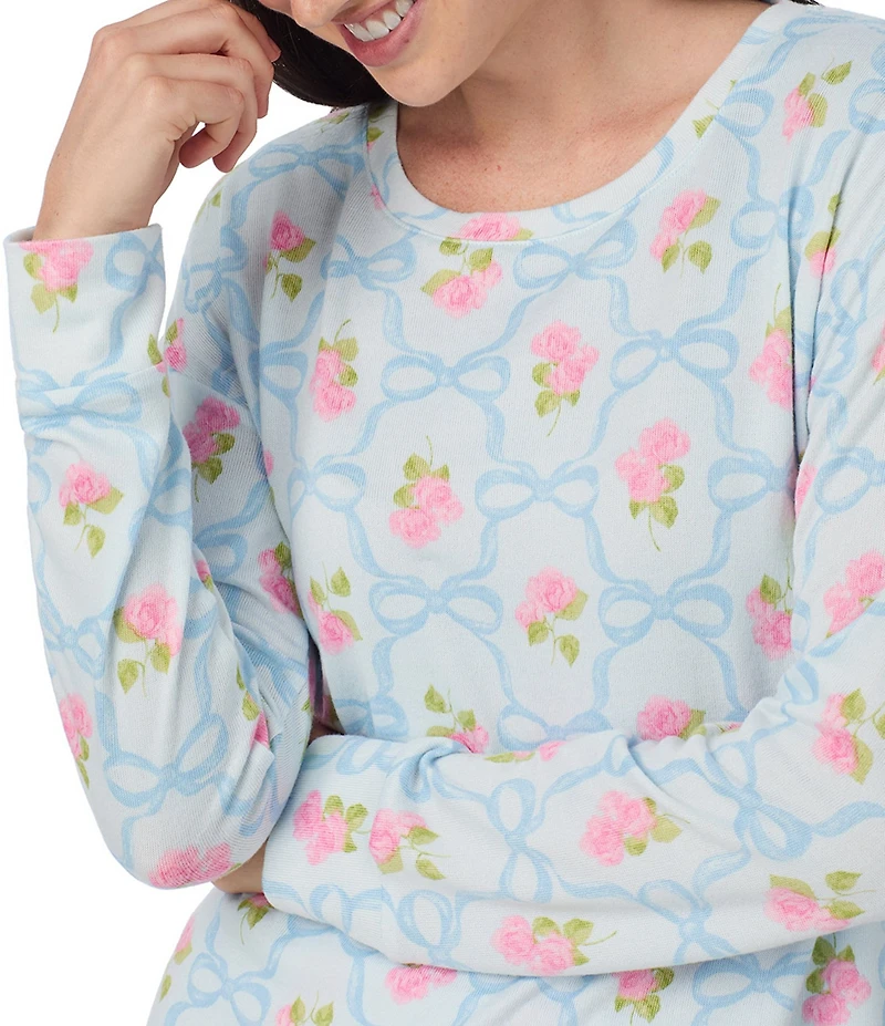 40 Winks Bows in Bloom Long Sleeve Round Neck Long Knit Pajama Set