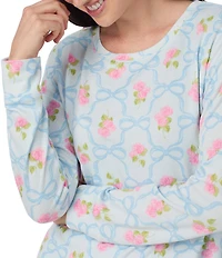 40 Winks Bows in Bloom Long Sleeve Round Neck Long Knit Pajama Set