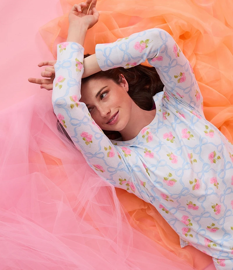 40 Winks Bows in Bloom Long Sleeve Round Neck Long Knit Pajama Set