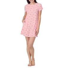 40 Winks Short Sleeve Crew Neck Pointelle Knit Heart Print Nightshirt