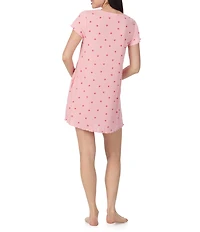 40 Winks Short Sleeve Crew Neck Pointelle Knit Heart Print Nightshirt