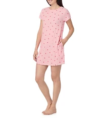 40 Winks Short Sleeve Crew Neck Pointelle Knit Heart Print Nightshirt