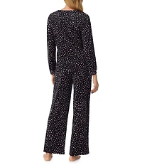40 Winks Wild At Heart Long Sleeve Henley Stretch Velour Long Pajama Set