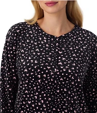40 Winks Wild At Heart Long Sleeve Henley Stretch Velour Long Pajama Set