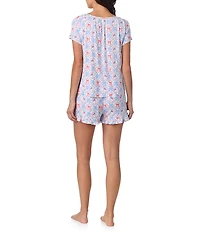 40WINKS Americana Bows Print Short Sleeve Round Neck Jersey Knit Shorty Pajama Set