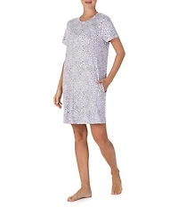 40WINKS Animal Print Short Sleeve Round Neck Jersey Knit Sleepshirt