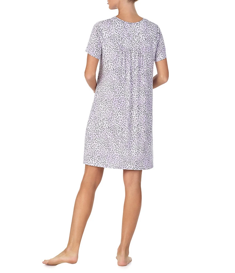 40WINKS Animal Print Short Sleeve Round Neck Jersey Knit Sleepshirt